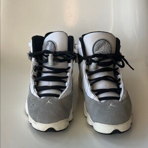 Nike Jordan Big Kids' 6 Rings Hightop Sneakers in Gray and White
